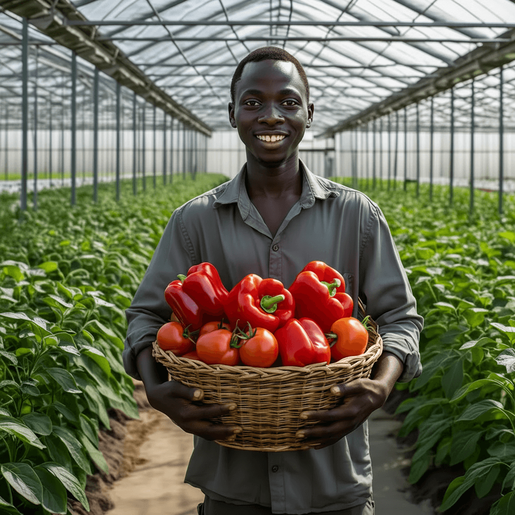 Agriculteurs modernes au Bénin utilisant des technologies digitales dans leurs champs